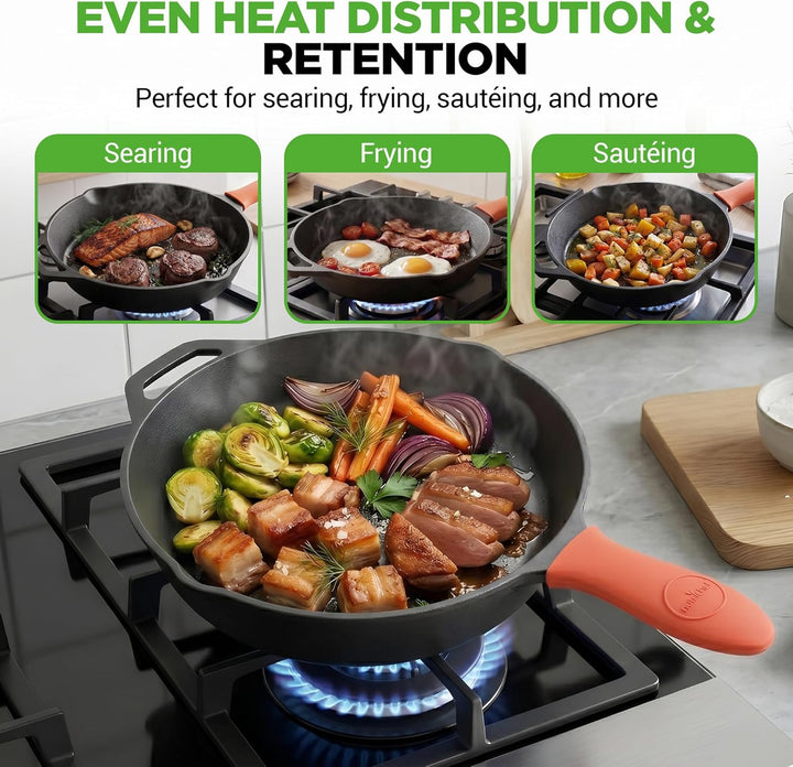 NutriChef Gusseisen Grillpfanne Induktion – Lodge Cast Iron, Grill Pan – Eisenpfanne Perfekt als Ste