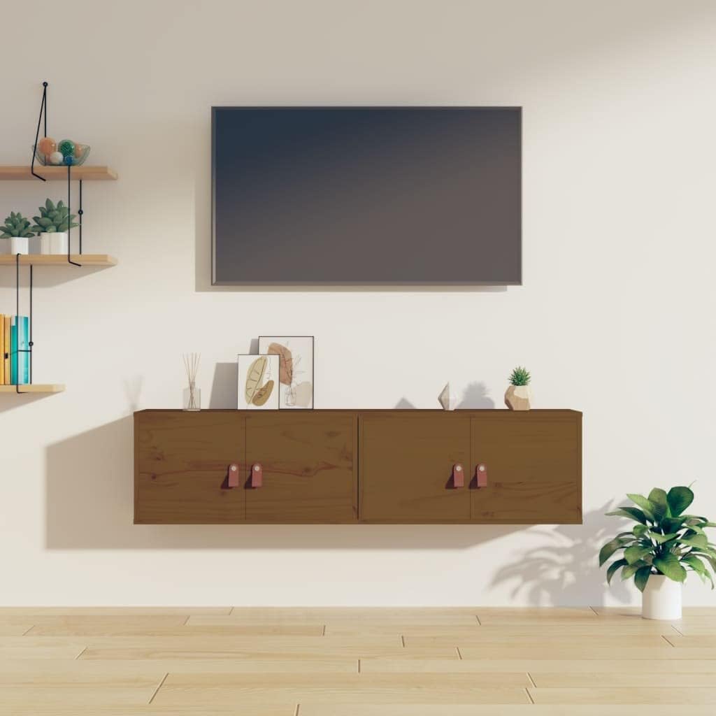WIFESE 60x30x30 cm 2 Stück Wandschrank TV Schrank mit 2 Türen Hängeschrank Bücherregal Schweberegal