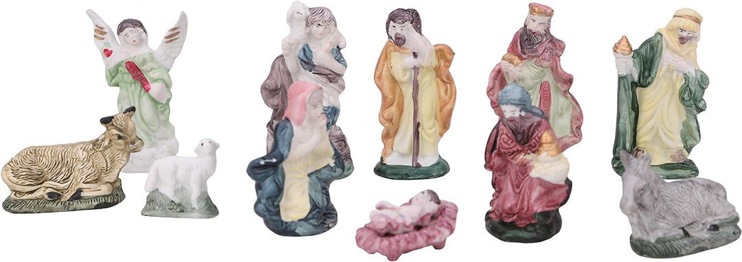 Toyland® Weihnachtskrippe Traditionell Krippenstall mit 11 Krippenfiguren Weihnachtsdeko Weihnachtsd