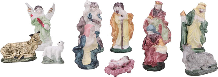 Toyland® Weihnachtskrippe Traditionell Krippenstall mit 11 Krippenfiguren Weihnachtsdeko Weihnachtsd