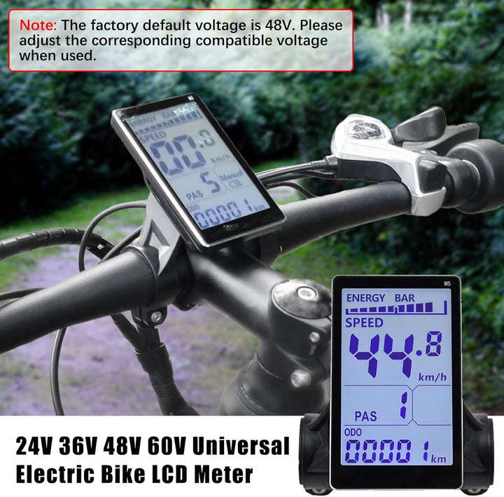 Elektrofahrrad LCD Display, 24V 36V 48V 60V 5-polig Elektrofahrrad-LCD-Messgerät mit Wasserdichter S