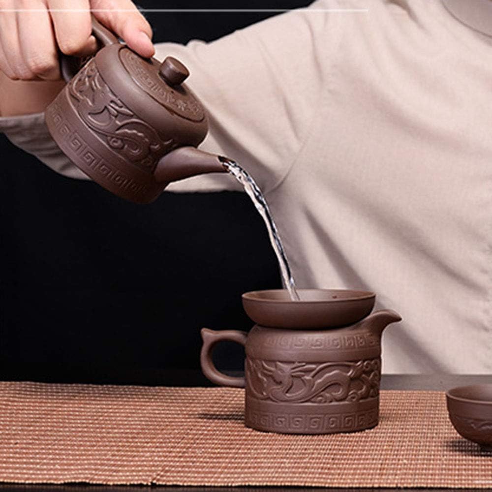 Teekanne, 237 ml, chinesisches Gongfu-Tee-Werkzeug, Zisha-Tone-Ei für losen Tee, Drachen-Stil