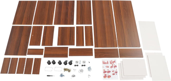 90x34x59cm Büroschrank Aktenschrank mit 5 Rollen (2 mit Bremsen), Rollcontainer mit 1* Abschliessbar