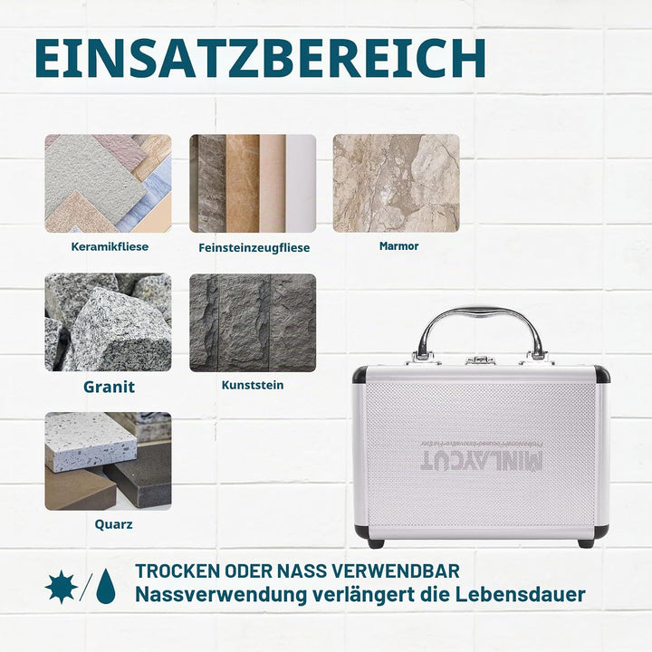 MINLAYCUT Fliesensäge Set Diamantbohrer Set - 12 Stück 6/6/8/20/35/50/68/110mm+50mm Fasenbohrer+20mm