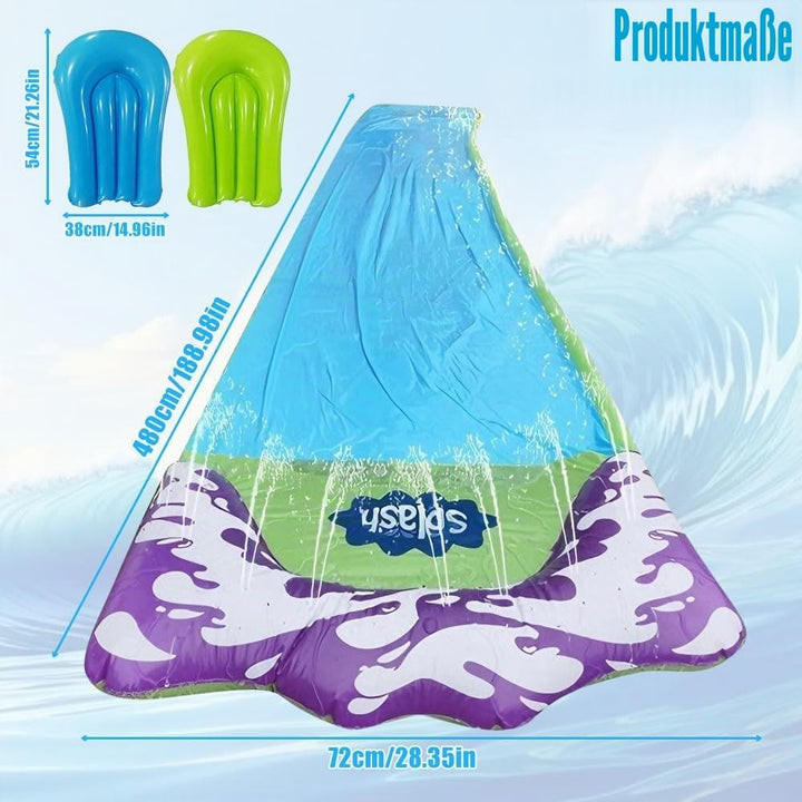 Wasserrutsche Garten für Kinder, 15.8ft/480cm Aufblasbare Wasserrutsche mit 2 Bodyboards, Single Was