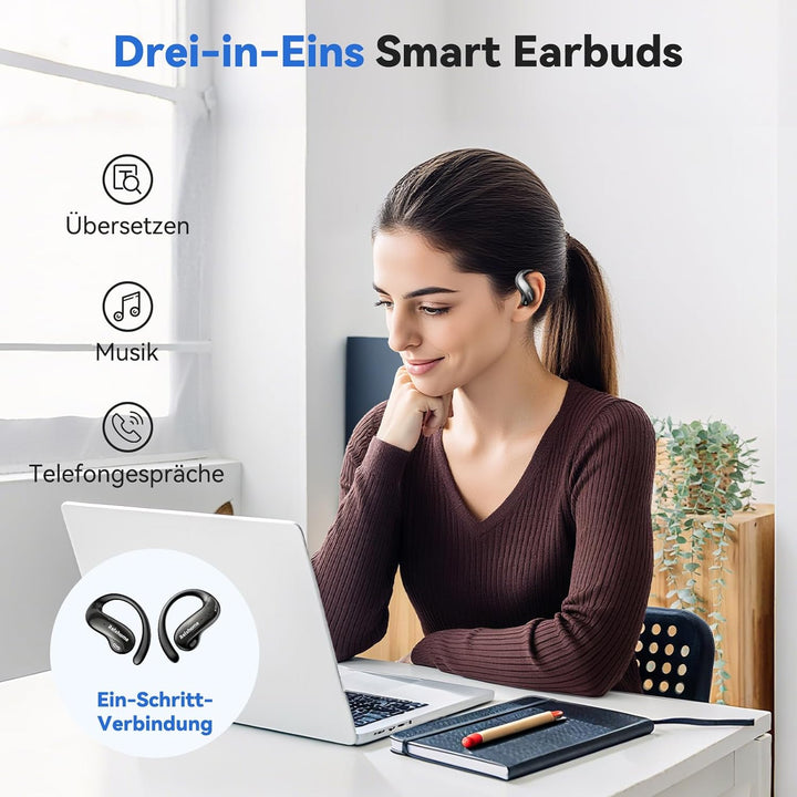 NE19 AI Übersetzer Kopfhörer, 3-in-1 Übersetzungskopfhörer für 134 Sprachen mit APP, Open Ear Sprach