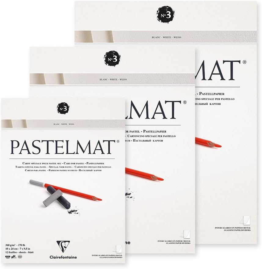 Clairefontaine 96029C Zeichenblock Pastelmat (kopfseitig geleimt, 12 Blatt, 30 x 40 cm, 360 g, mit 4
