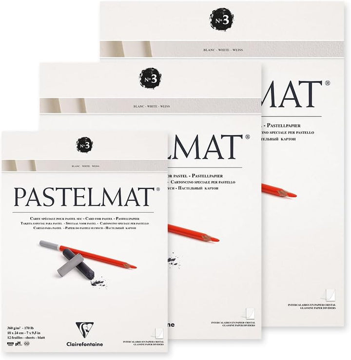 Clairefontaine 96029C Zeichenblock Pastelmat (kopfseitig geleimt, 12 Blatt, 30 x 40 cm, 360 g, mit 4