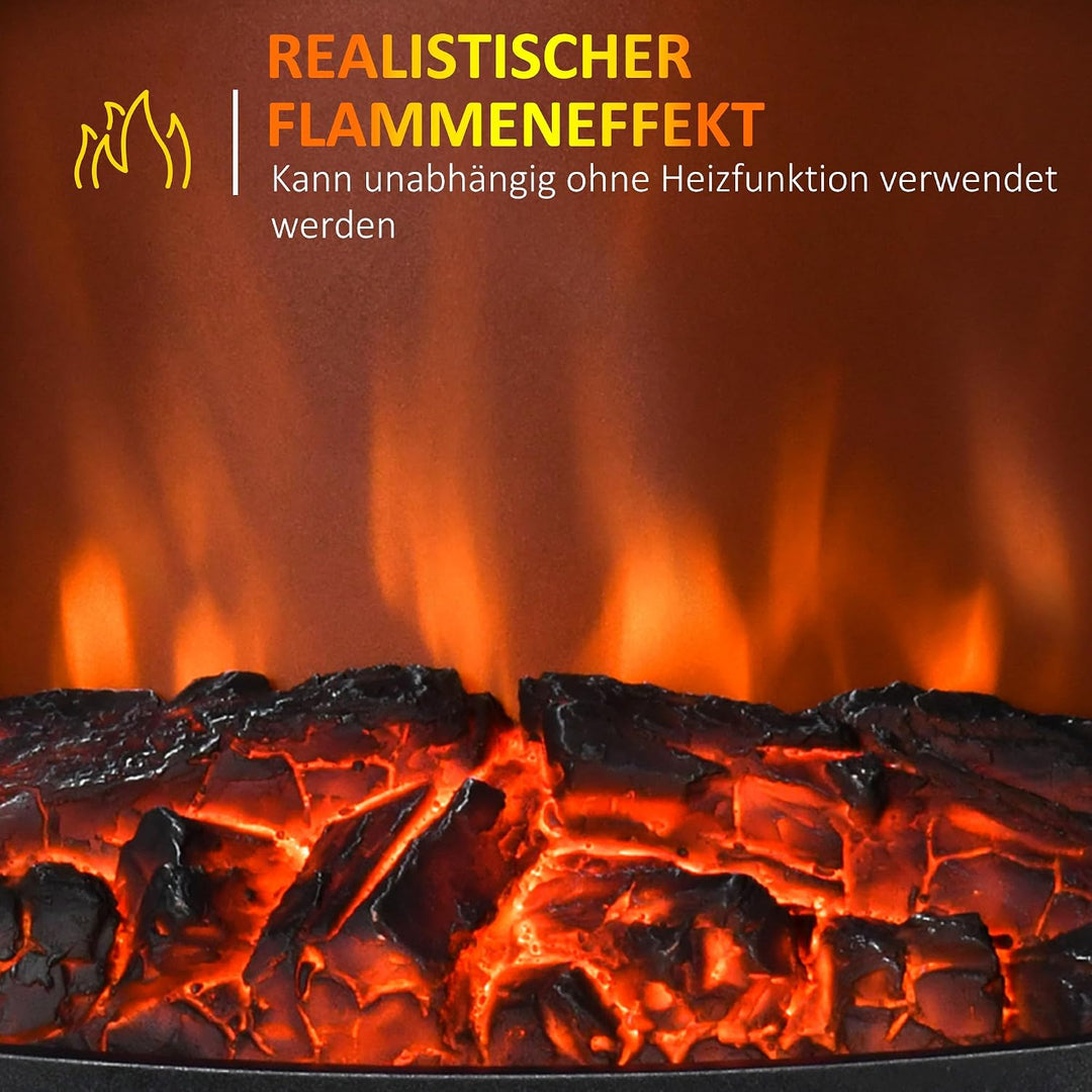 HOMCOM Elektrokamin mit Heizung, elektrischer Kamin mit LED Flammeneffekt, 1000/2000 W, Kaminofen mi