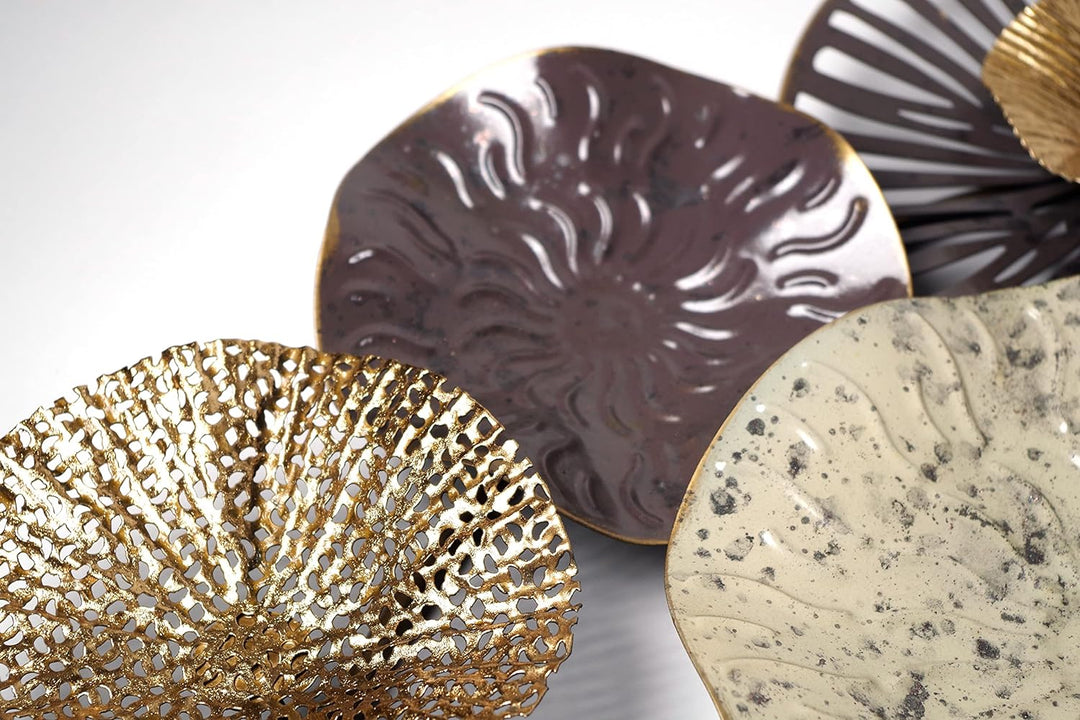Kobolo Wandbild Wanddeko Metallbild 3D - Round - aus Metall in beige und Gold