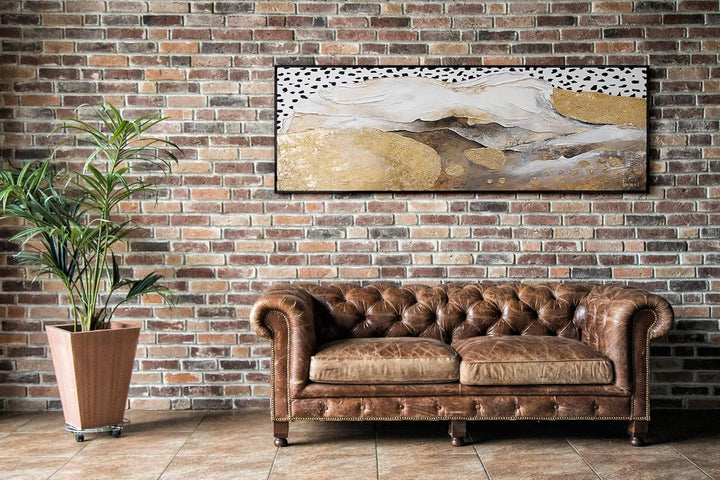 YS-Art Abstrakt XXL Acryl Gemälde auf Leinwand mit Rahmen kühler Leopardentraum handgemalt Wandbilde