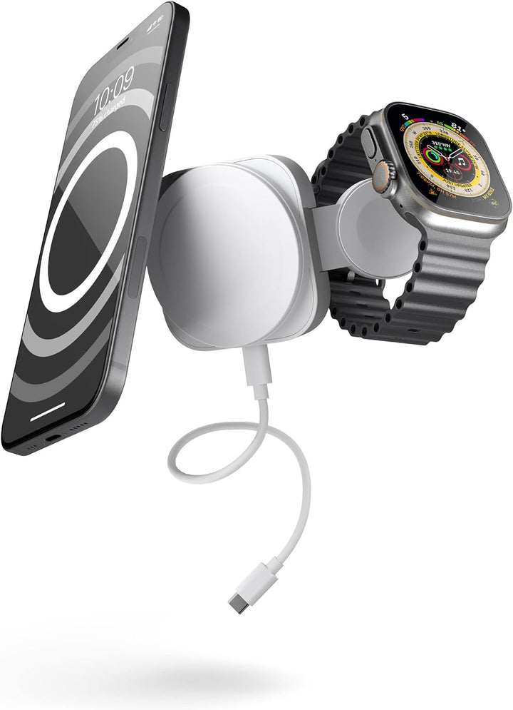 ZENS MagSafe+Watch konvertibles Reise-Ladegerät für iPhone und Apple Watch (Platzsparendes Design, T