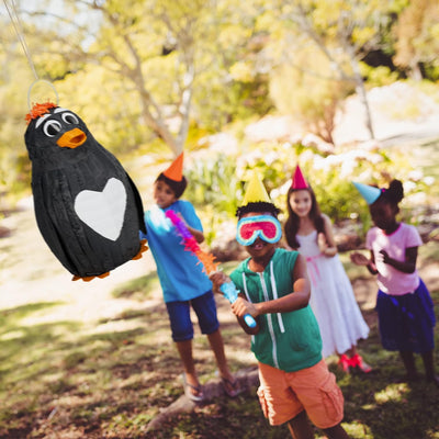 2 x Pinata Pinguin, zum Aufhängen, Kinder & Erwachsene, Geburtstag, Piñata zum Befüllen, HxBxT 42 x