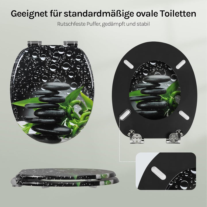 WOLTU #2 Premium WC-Sitz Toilettensitz mit Absenkautomatik, MDF Holzkern, Softclose Scharnier, Antib