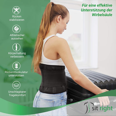 sit right Rückenbandage - Rückengurt zur Stabilisierung der Lendenwirbel - Rückengürtel für Damen &