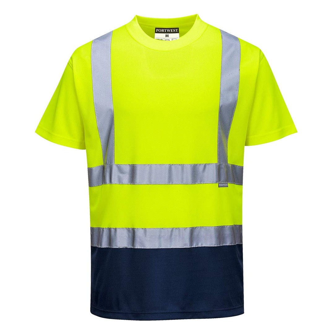 Portwest Zweifarbiges Warnschutz T-Shirt, Grösse: 5XL, Farbe: Gelb/Marine, S378YNR5XL 5XL Gelb / Mar