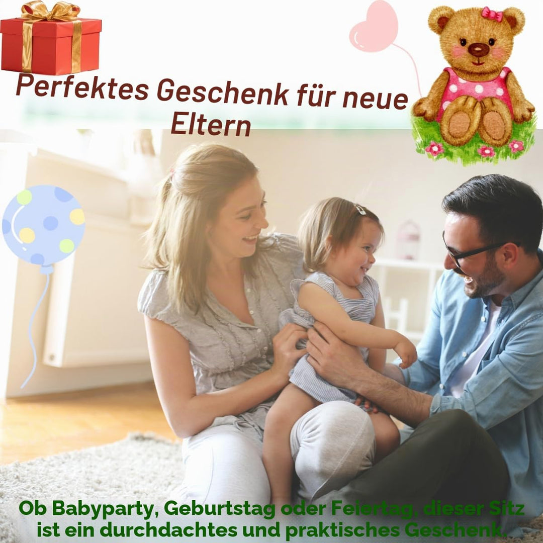 Aufblasbarer Babysitz für Babys im Alter von 4–24 Monaten, integrierte Luftpumpe, Rückenstütze für K