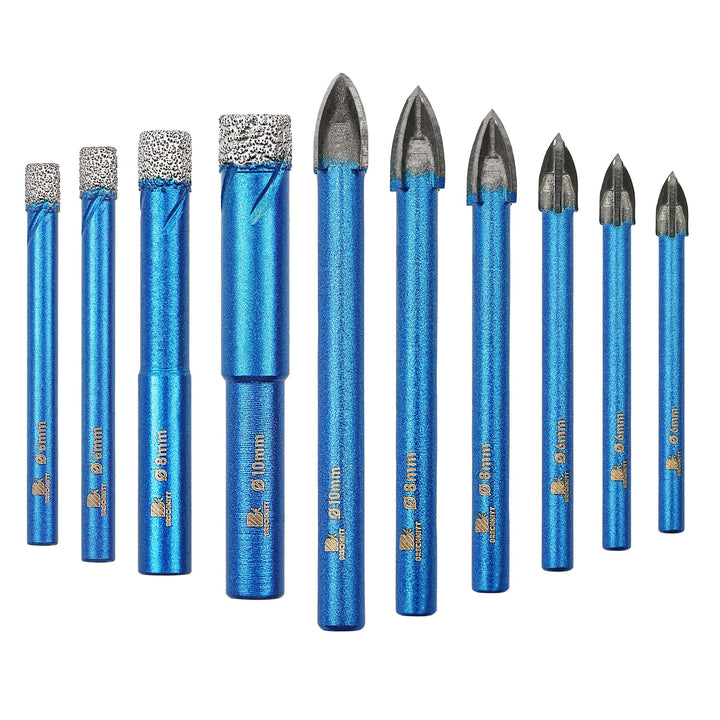 Diamantbohrer Fliesenbohrer Set - BRSCHNITT 10 Stück Diamant Bohrkrone - Lochsäge für Keramik,Granit
