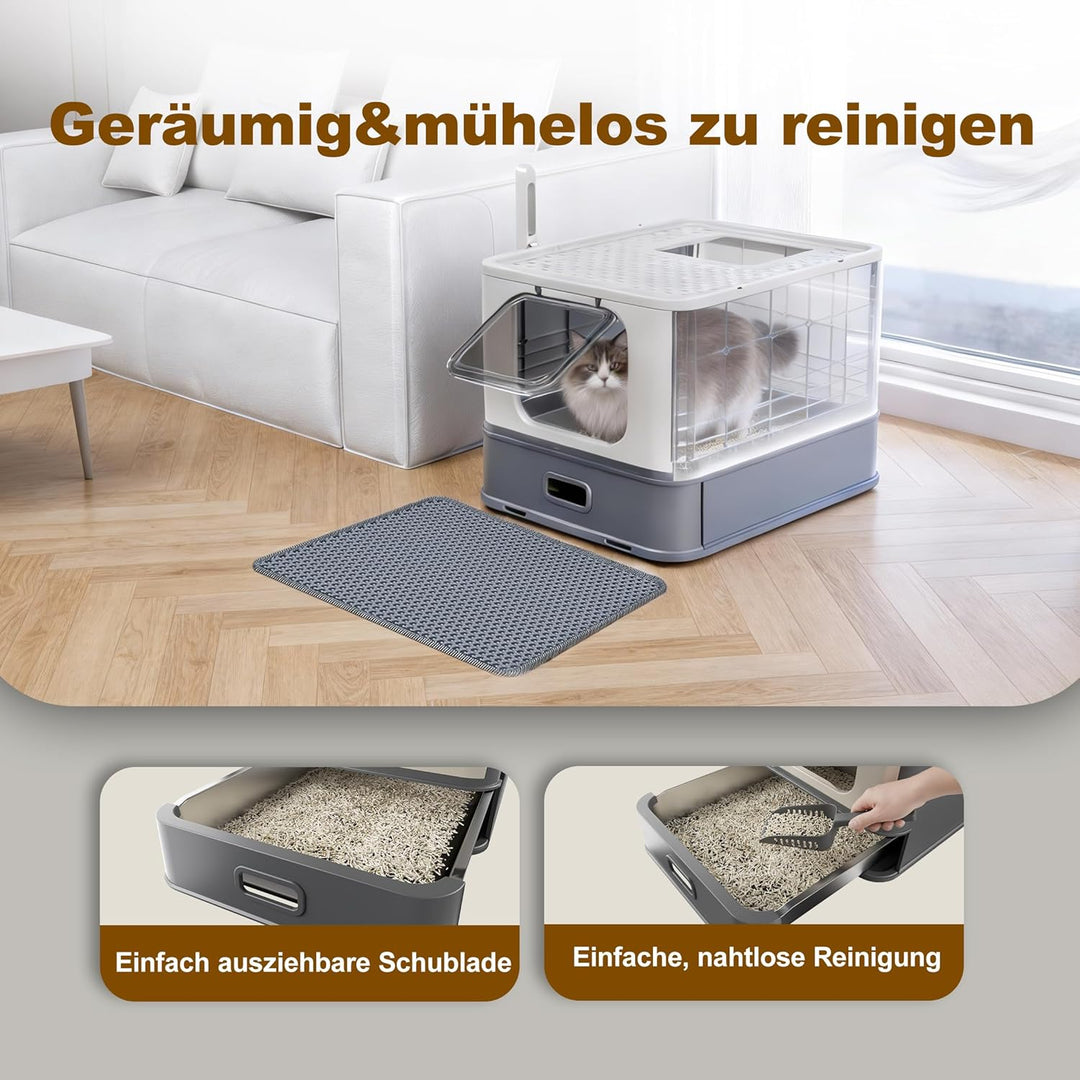 Pakeway Katzenklo aus Edelstahl Geschlossen mit 2 Einstiegsmöglichkeiten Grosse Hygienische Katzento