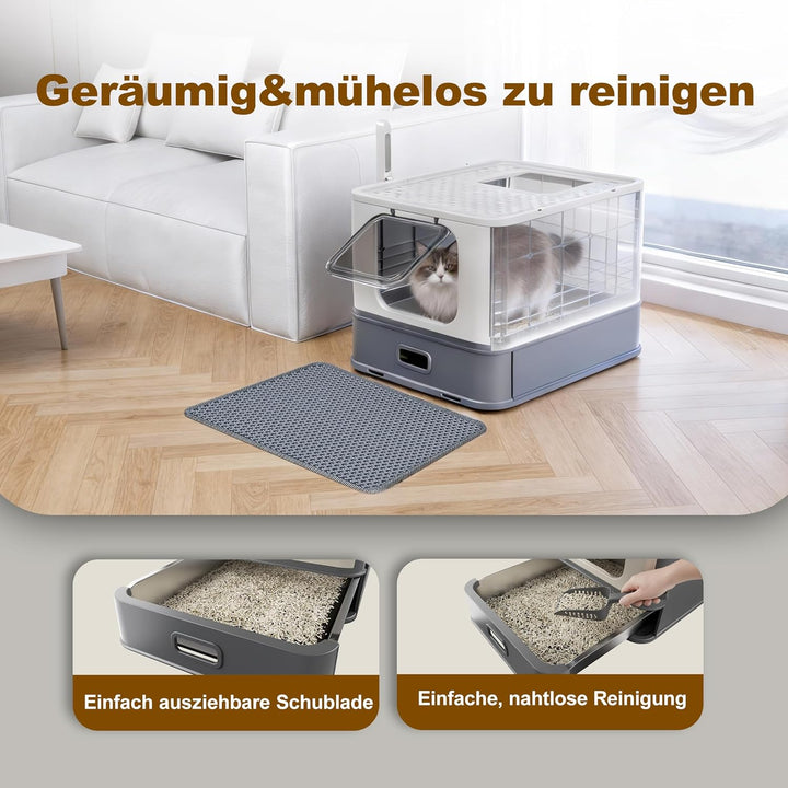 Pakeway Katzenklo aus Edelstahl Geschlossen mit 2 Einstiegsmöglichkeiten Grosse Hygienische Katzento