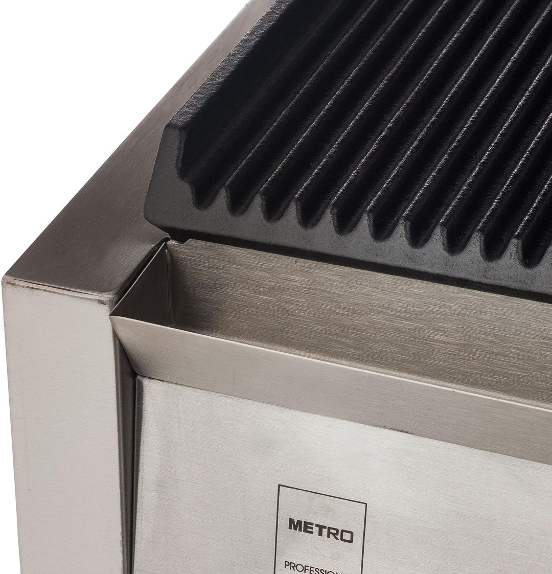 METRO Professional Kontaktgrill SINGLE GPG1201, 3000 W, Rostfreier Stahl, geriffelte Grillfläche, Fe