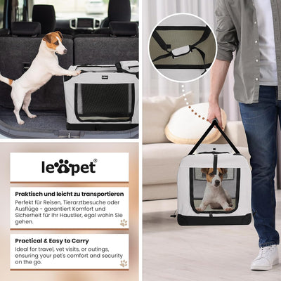 Leopet® Hundebox - Faltbar, Grosse/Kleine Hunde, Stoff, mit Napf, für Zuhause, Auto - Transportbox,