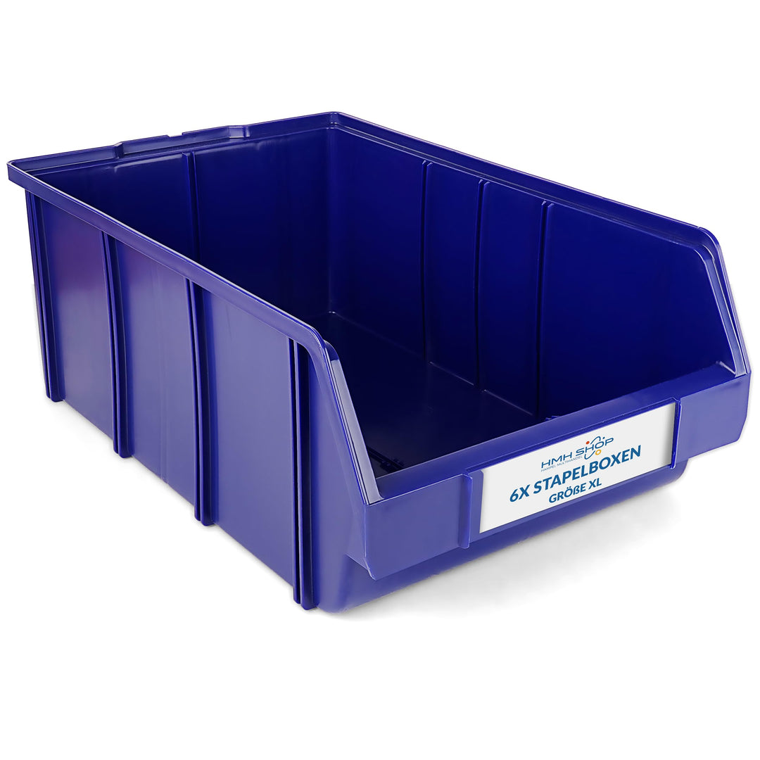HMH Stapelboxen der Grösse XL 489x304x185mm für dein Kleinteilelager, Sortierkisten in 5 Farben, Zub