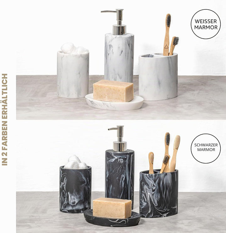 ZCCZ Badezimmer Set – 4 Teile – Badezimmer Organizer mit Zahnbürstenhalter, Seifenspender, runde Sei