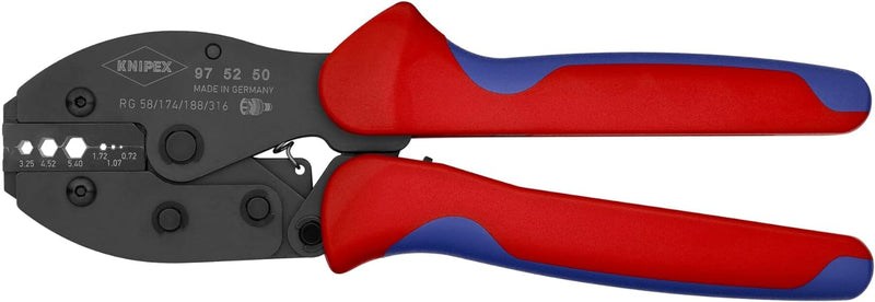 KNIPEX PreciForce Crimpzange brüniert, mit Mehrkomponenten-Hüllen 220 mm 97 52 50