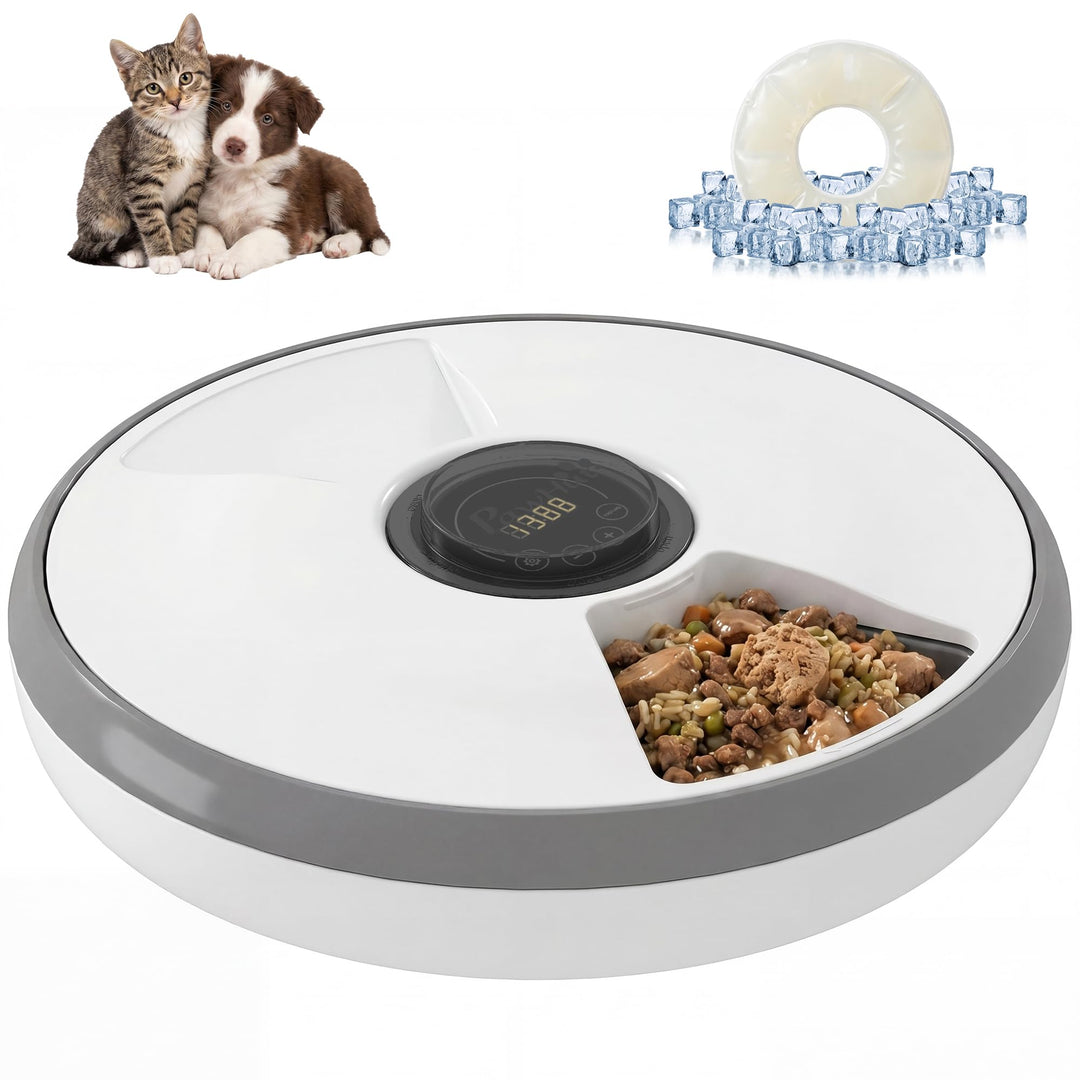 PawHut Futterautomat, automatischer kabelloser Futterspender mit programmierbarer Timer bis zu 6 Mah