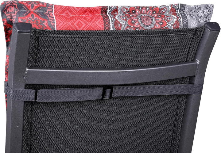 Bequeme und attraktive Polsterauflagen für Mittellehner-Gartenstühle (2er-Set, Ornamentstreifen rot,