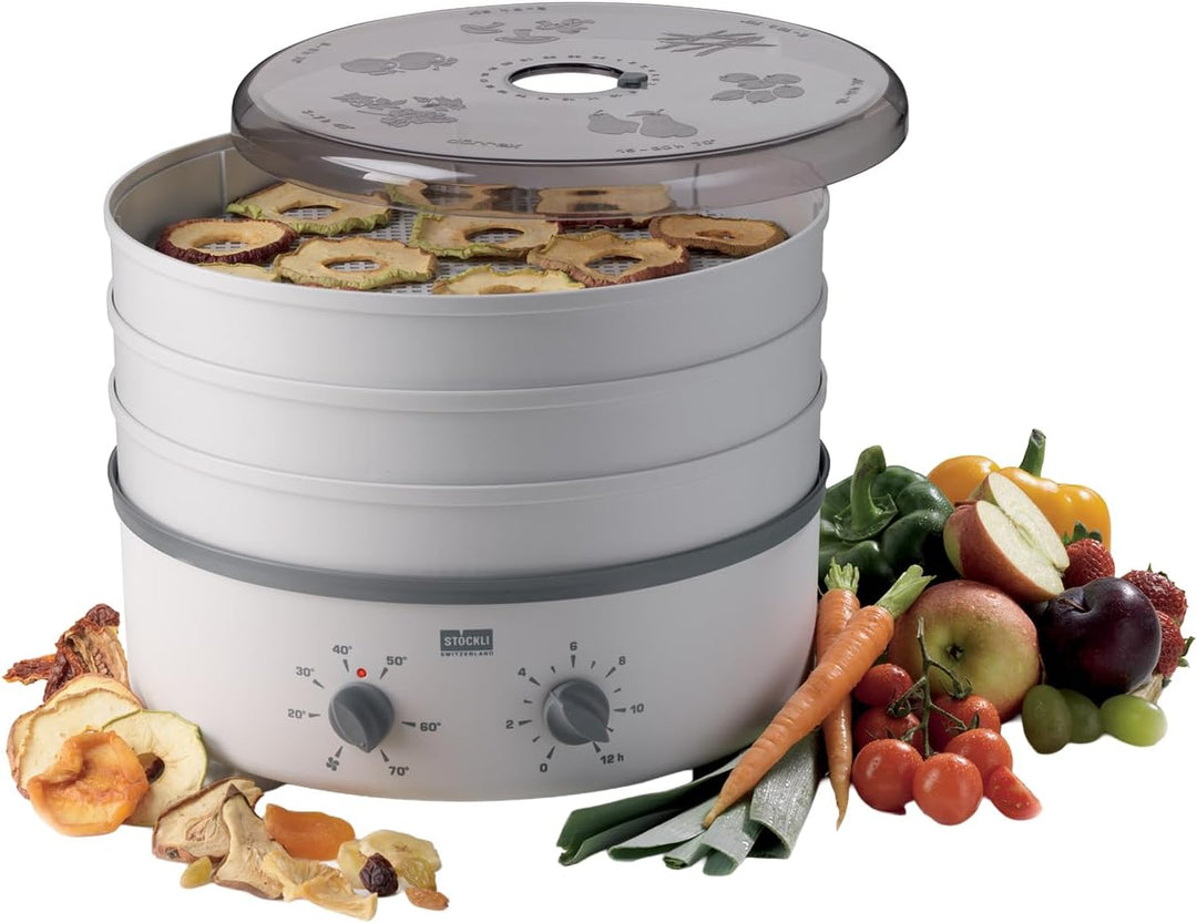 Stöckli Dörrautomat Dörrex mit Timer und Kunststoffgitter, in der Farbe: hellgrau, erweiterbar,