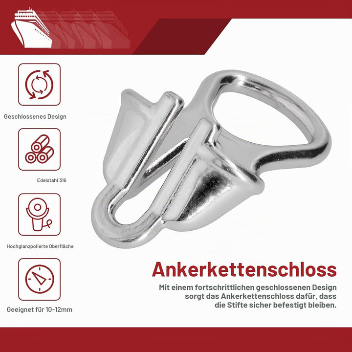 Ankerkettenschloss, für 0.4-0.5in Kettenanker Kettenschloss Ankerkettenstopper Seilfestmacher Hardwa