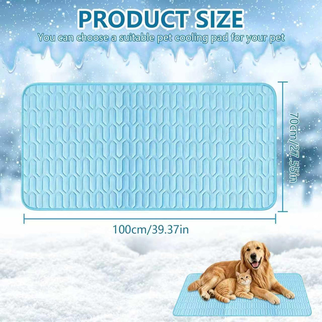 Kühlmatte Hund 100x70cm, EIS-Seide-Kühlmatte für Hunde und Katzen, Atmungsaktive Haustiermatte mit L