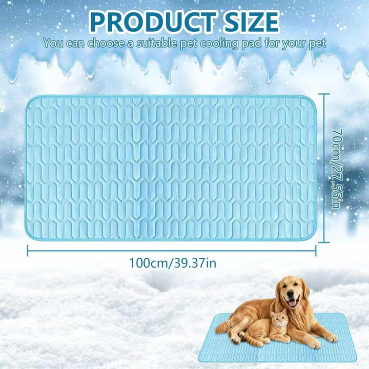 Kühlmatte Hund 100x70cm, EIS-Seide-Kühlmatte für Hunde und Katzen, Atmungsaktive Haustiermatte mit L