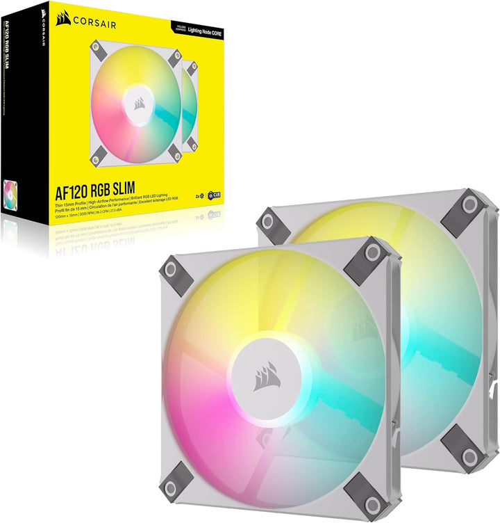 Corsair AF120 RGB Slim, 120-mm-PWM-Lüftersatz Mit Dynamischem Lager - Dünnes Profil Für Kleine Gehäu