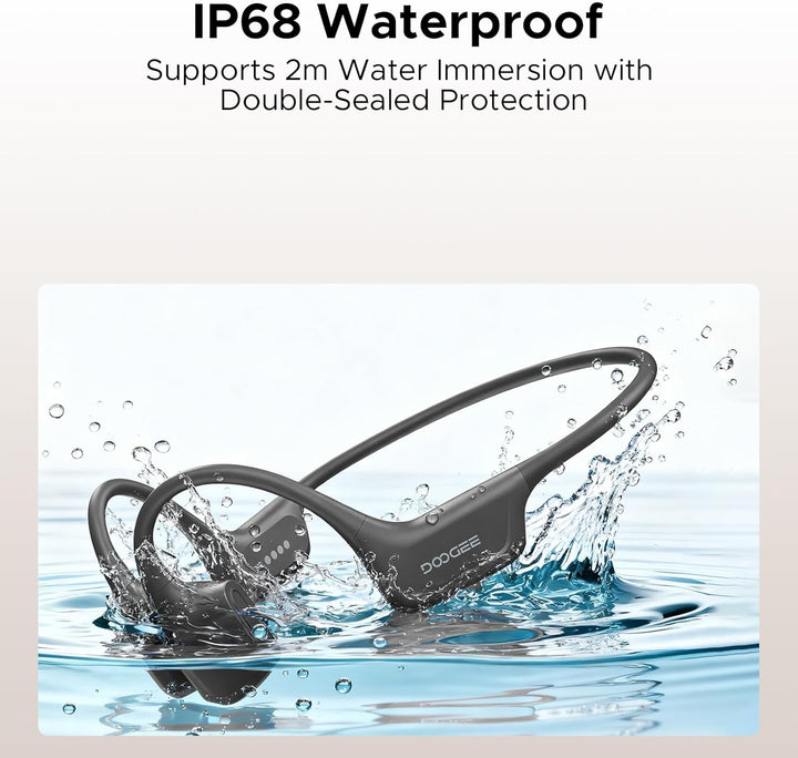 Knochenschall Kopfhörer, Open Ear Kopfhörer BT 5.4 mit 8 Std Spielzeit, IP68 wasserdichte Kopfhörer