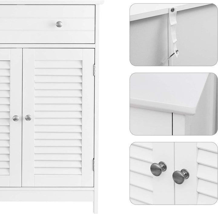 VASAGLE Badezimmerschrank, Badschrank, 60 x 30 x 80 cm, Aufbewahrungsschrank mit 2 Lamellentüren, Sc