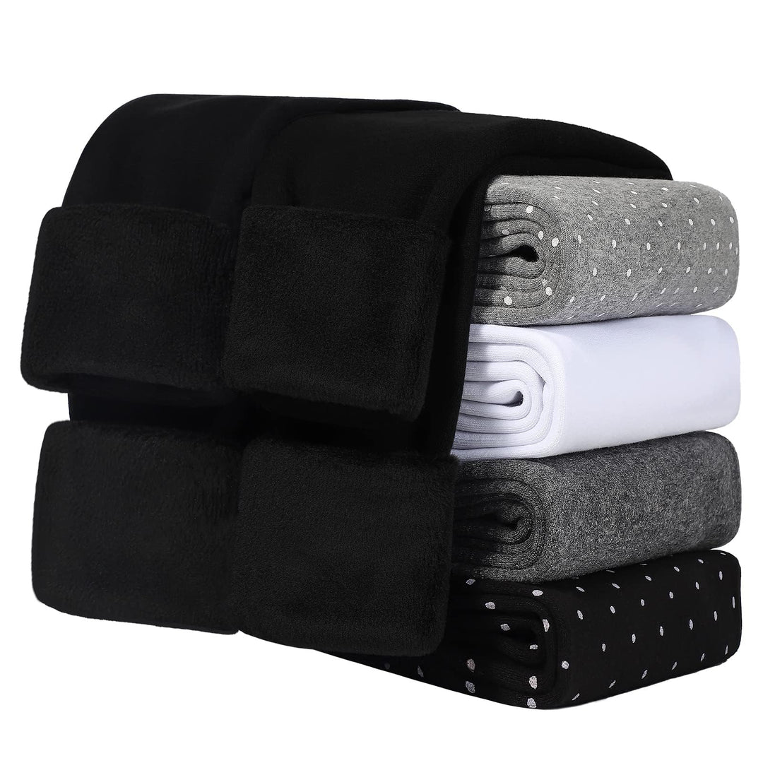 KEREDA Mädchen Leggings Thermo Gefüttert Warme Winter Dicke 2er-Pack 122-128 Schwarz/Schwarz, 122-12