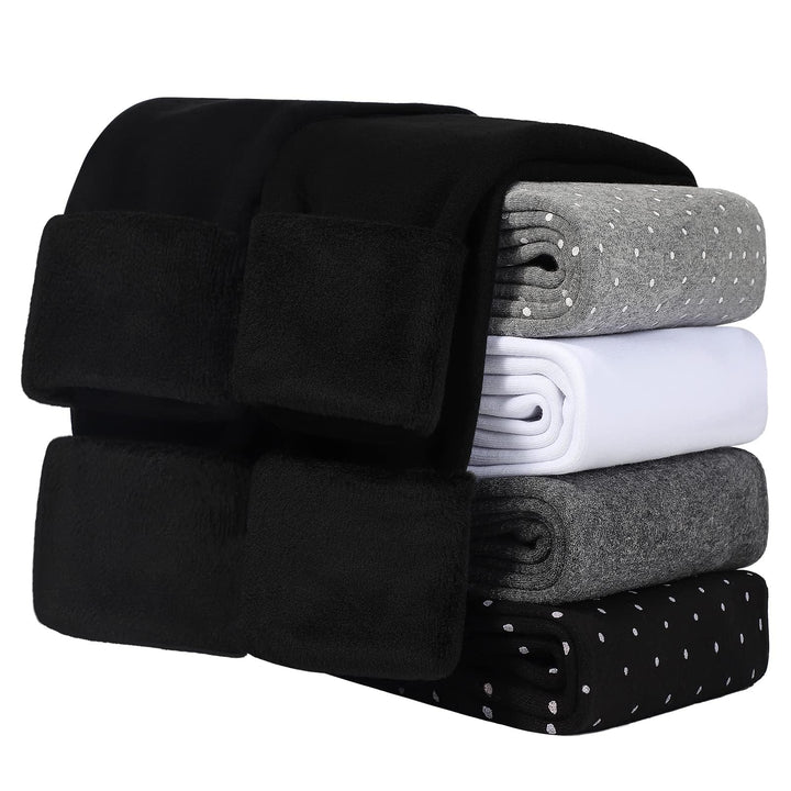 KEREDA Mädchen Leggings Thermo Gefüttert Warme Winter Dicke 2er-Pack 122-128 Schwarz/Schwarz, 122-12