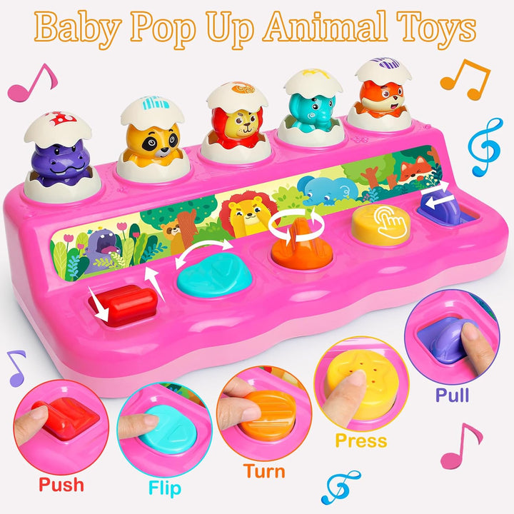 Baby Spielzeug ab 1 Jahr Mädchen, Pop up Baby Montessori Spielzeug 6 8 9 10 12 Monate mit Musik &amp; Li