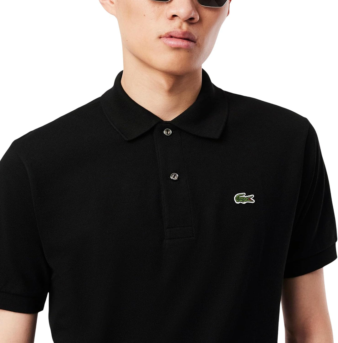 Lacoste Herren Polo-Shirt Kurzarm YH4801, Männer Polo-Hemd,3 Knopf,Regular Fit Poloshirt XXS Schwarz