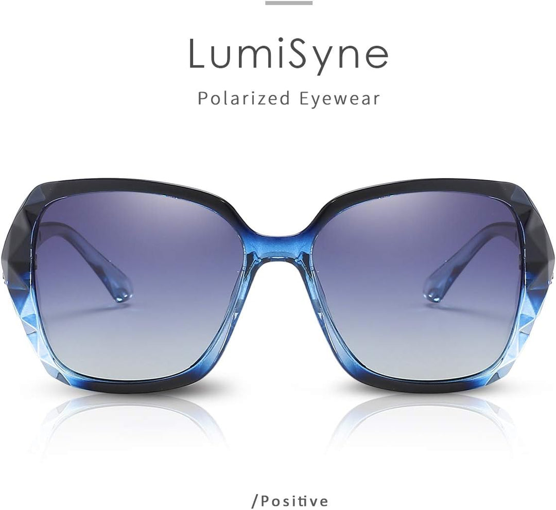 Sonnenbrille Damen Verspiegelt Verlaufsglas Polarisierte UV Schutz,Gross Polycarbonat Gläser Diamant