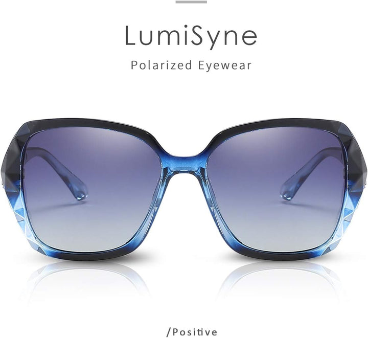 Sonnenbrille Damen Verspiegelt Verlaufsglas Polarisierte UV Schutz,Gross Polycarbonat Gläser Diamant