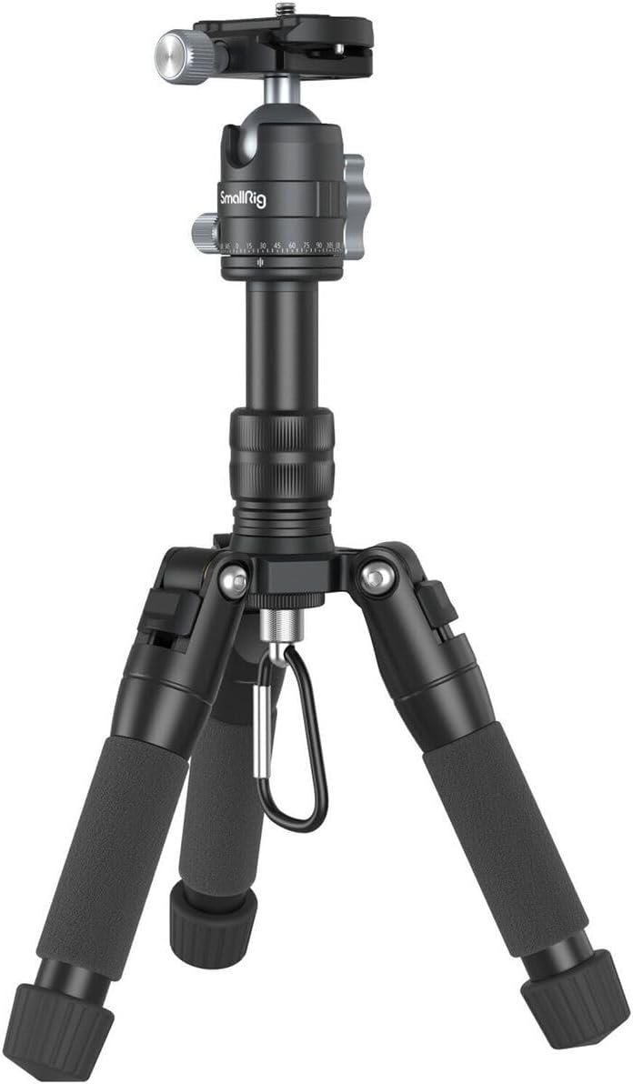 SMALLRIG Aluminium Mini Stativ Tripod 20"/52 cm Desktop Stativ mit 360° Kugelkopf, kompaktes Kamera