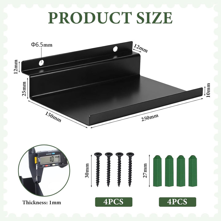 1 Pcs Regal für Akustikpaneele Ohne Bohren 25 x 15 cm, Wandorganizer für Akustikpaneele Schwarz, Aku