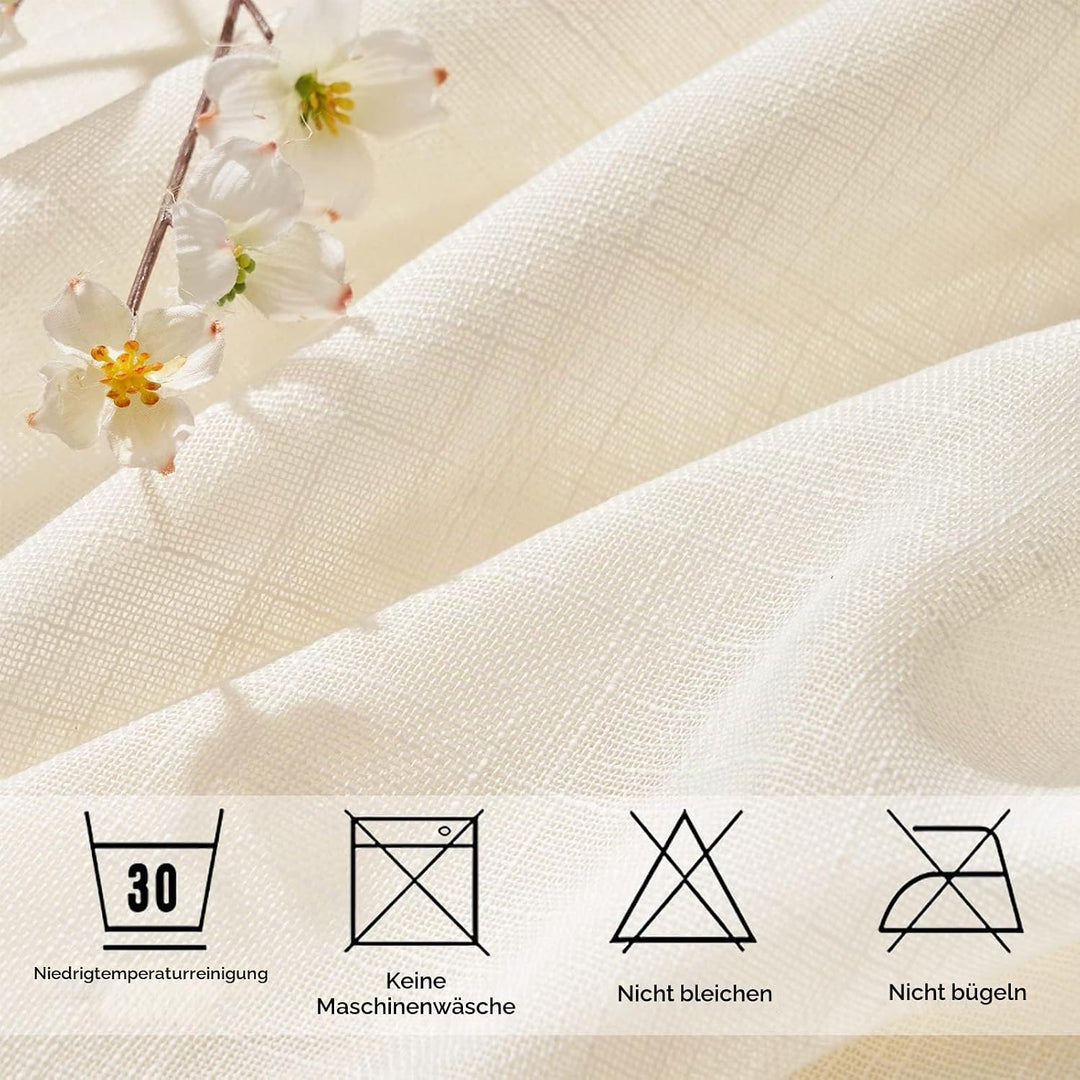 Topfinel Gardinen Halbtransparent Voile Vorhänge mit Ösen Hell Beige Vorhang 140x240cm Gardinen Wohn
