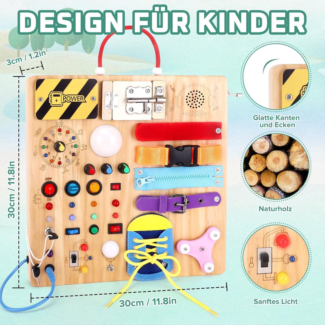 23 in 1 Busy Board Montessori Spielzeug ab 1 jahr Activity Board Holzspielzeug Mit 15 Schaltern, 26