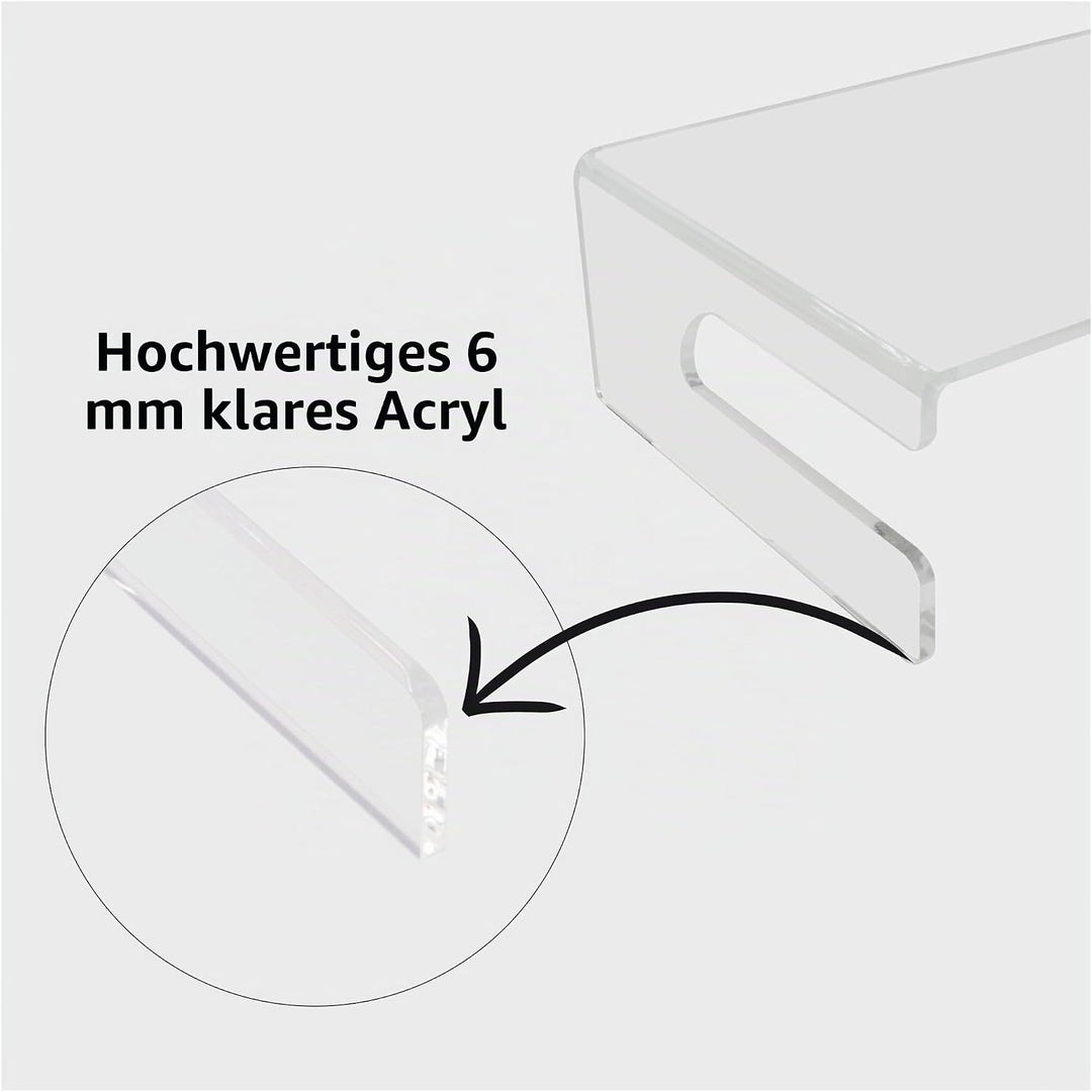 Desq 1537 Monitorständer aus hochwertigen Acryl, transparent Tastatur ablage, Tastatur ablage