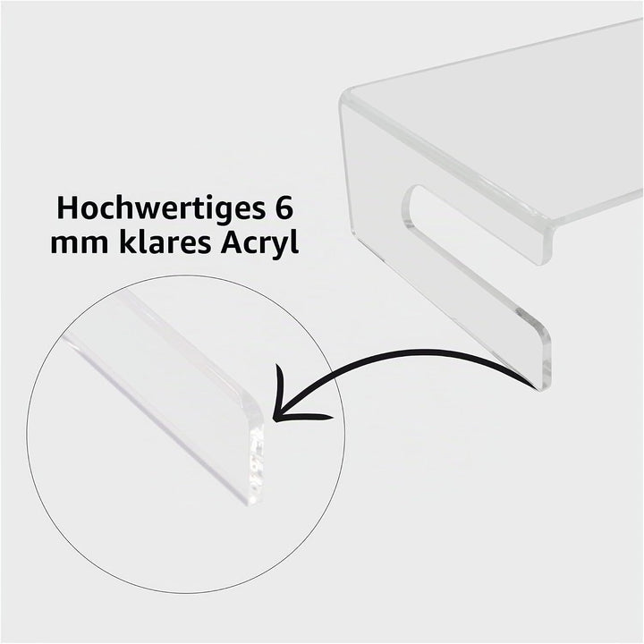 Desq 1537 Monitorständer aus hochwertigen Acryl, transparent Tastatur ablage, Tastatur ablage